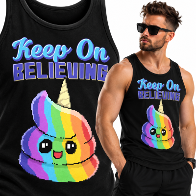 TANK TOP  ANIMOWANY  KEEP ON BELIEVING UNICORN PIXEL ART